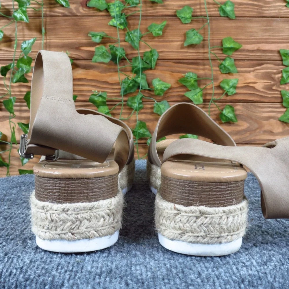 Soda Topic-S‎ Women Platform Espadrille Wedge Sandals Size 11 Casual Taupe Tan